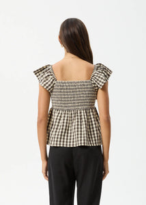 Afends Gambet Check Top - Black/Sand