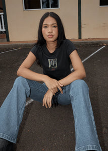 Afends Walking Recycled Baby Tee - Stone Black
