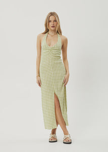Afends Darcy Check Maxi Dress - Lemongrass
