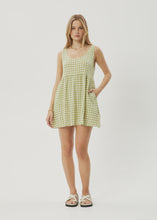 Load image into Gallery viewer, Afends Darcy Jesse Hemp Seersucker Hemp Mini Dress - Lemongrass Check
