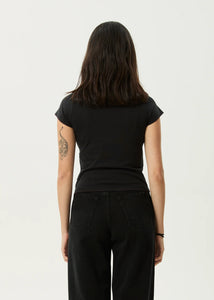 Afends Walking Recycled Baby Tee - Stone Black