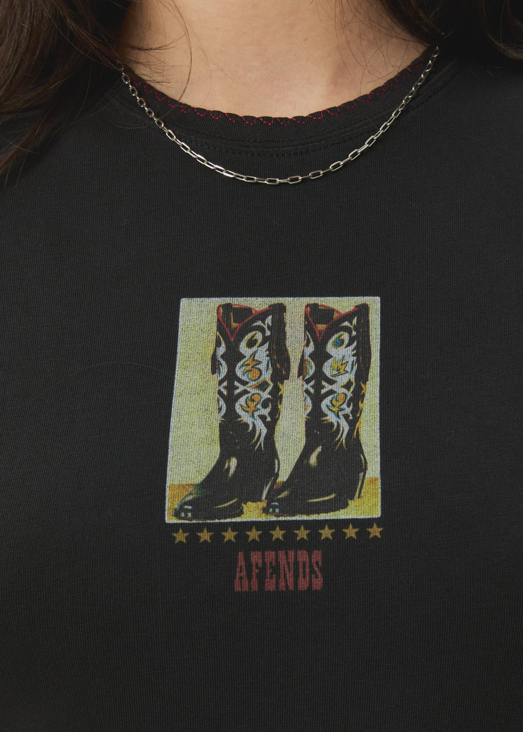 Afends Walking Recycled Baby Tee - Stone Black