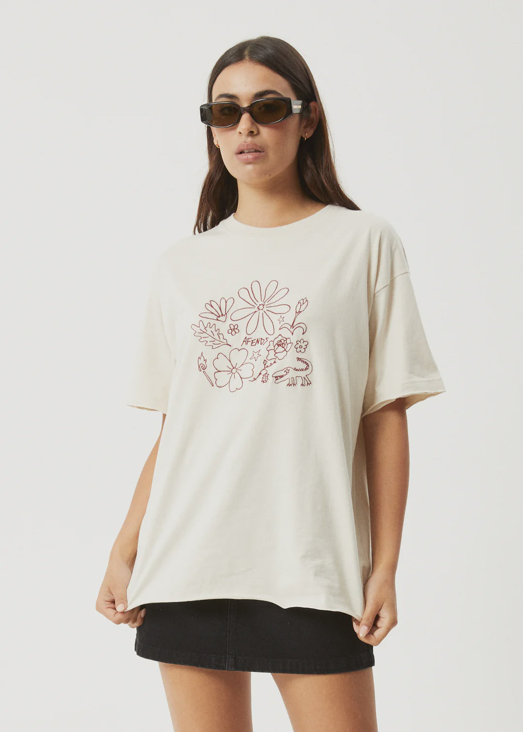 Afends Shapes Oversized Tee  - Moonbeam