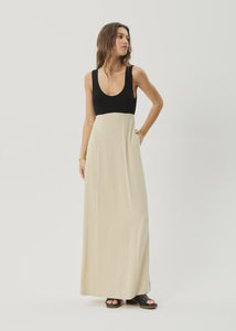 Afends Charlotte Maxi Dress - Biscuit/Black