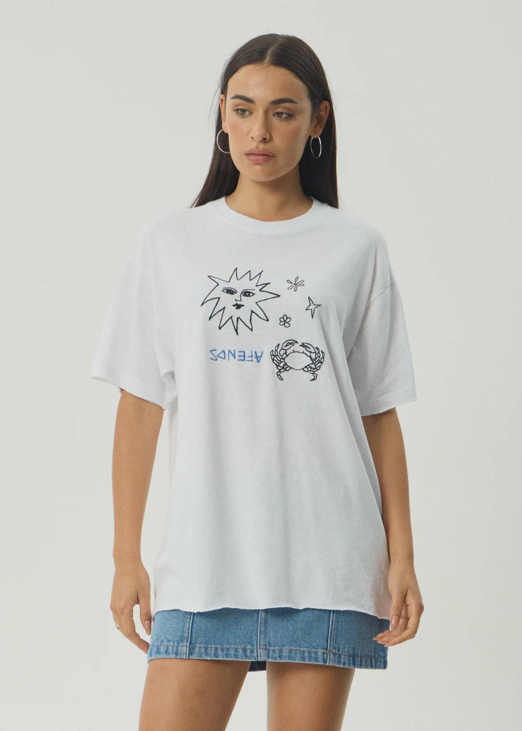Afends Sunbake Hemp Oversized Tee - White