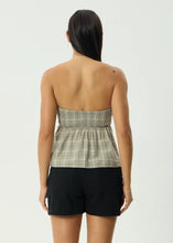 Load image into Gallery viewer, Afends Scout Check Strapless Top - Olive Check
