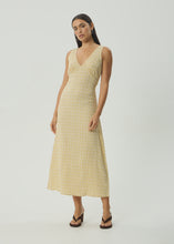 Load image into Gallery viewer, Afends Sunday Hemp Seersucker Check Maxi Dress - Lemon Check
