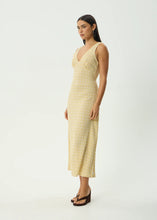 Load image into Gallery viewer, Afends Sunday Hemp Seersucker Check Maxi Dress - Lemon Check

