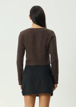 Load image into Gallery viewer, Afends Focus Seersucker Long Sleeve Top - Coffee

