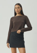 Load image into Gallery viewer, Afends Focus Seersucker Long Sleeve Top - Coffee
