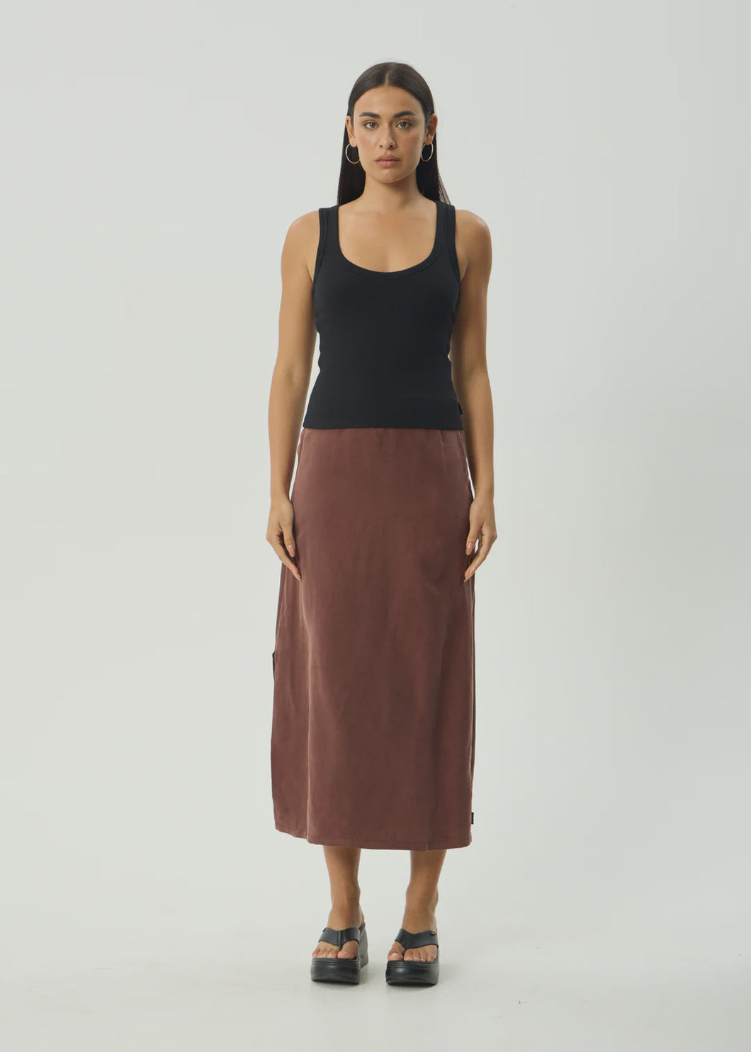 Afends Valley Cupro Midi Skirt - Hazelnut