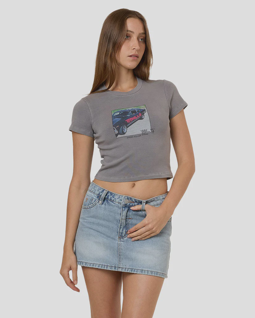 Thrills Die Fighting Mini Tee - Washed Grey