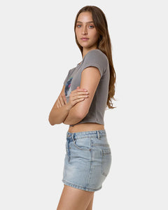 Thrills Die Fighting Mini Tee - Washed Grey