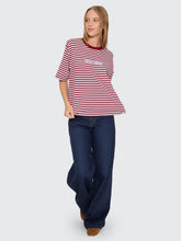 Load image into Gallery viewer, Thrills Primitive Stripe Square Tee - Sour Cherry Stripe
