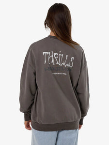 Thrills Decisions Slouch Crew - Charcoal Rose
