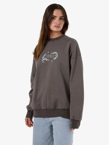 Thrills Decisions Slouch Crew - Charcoal Rose