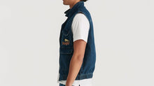 Load image into Gallery viewer, Wrangler Steedy Denim Bomber Vest - Bucking Blues
