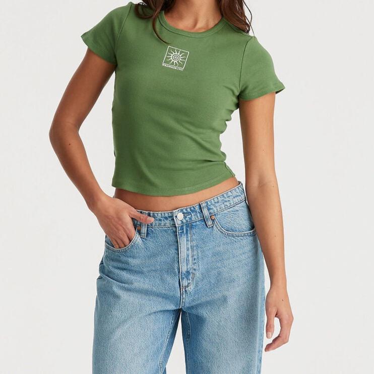 Wrangler Sun Spiral Staple Rib Tee - Elm Green