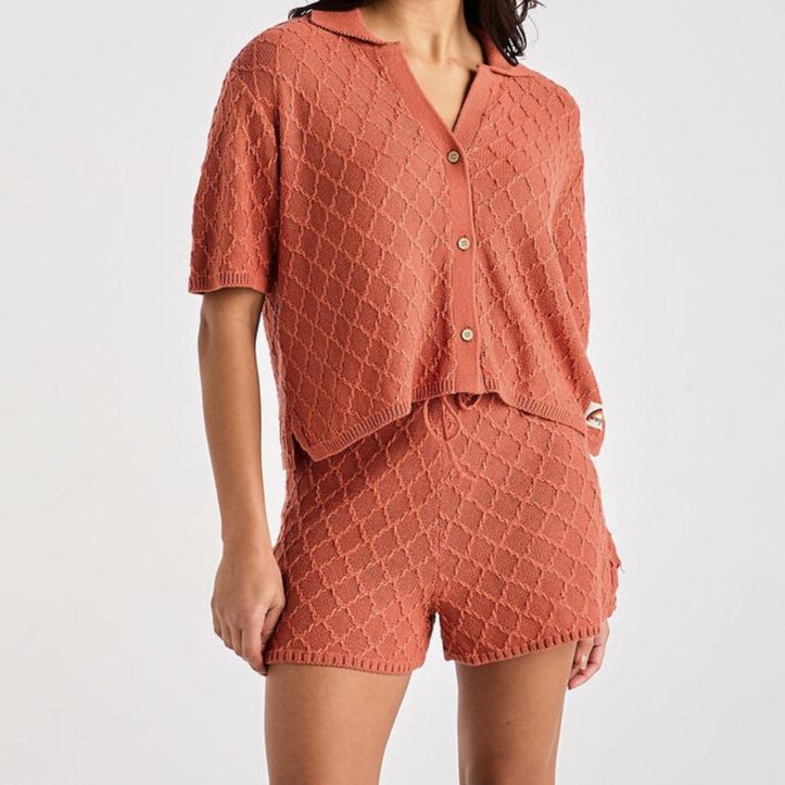 Wrangler Scallop Shrunken Knit Shirt - Earth