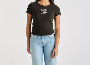 Wrangler Daisy Staple Rib Tee - Dark Slate