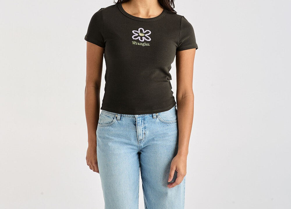 Wrangler Daisy Staple Rib Tee - Dark Slate