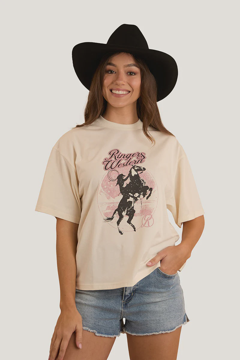 Ringers Western Wild Ride Women's Oversized T-Shirt - Off White