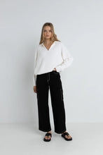 Load image into Gallery viewer, Rhythm Muse V-Neck Collared Jumper - White
