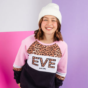 Eve Girl Leopard II Panel Crew (8-14) - Hot Pink