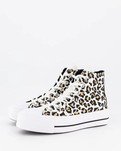 Converse Chuck Taylor All Star Lift Leopard Love High Top Shoes - White