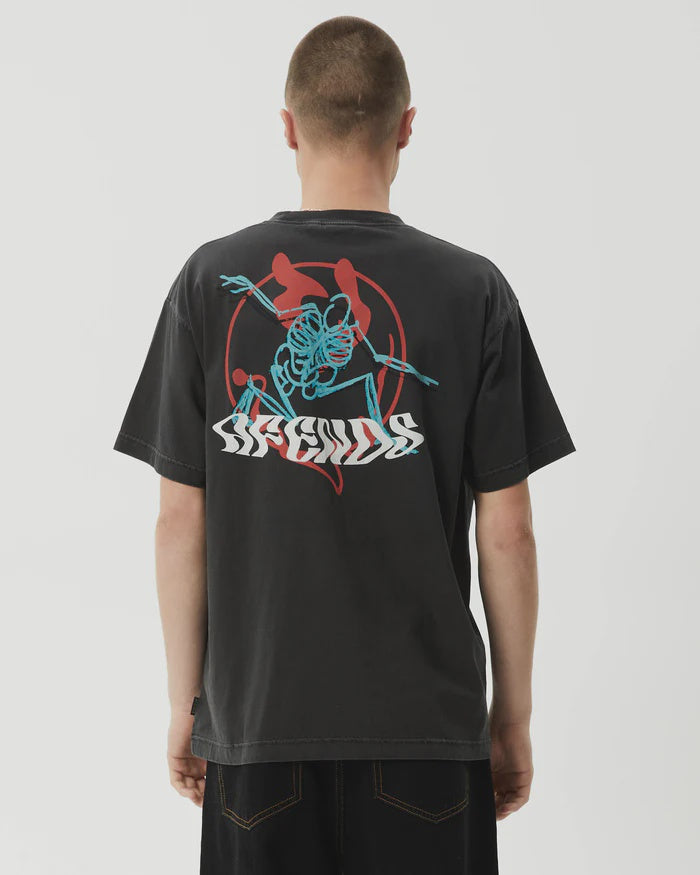 Afends Smiling Assassin Boxy Fit Tee - Stone Black