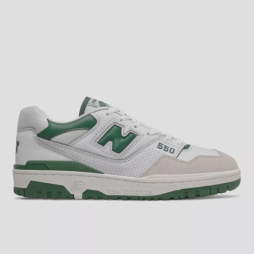 New Balance 550 Shoe - White With Team Forest Green