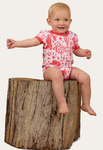 Ringers Western Boot Scootin Babies SS Romper - Barely Pink