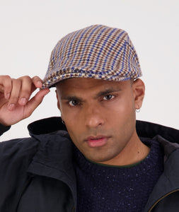 Swanndri Bristol Flat Cap - Cobalt Houndstooth