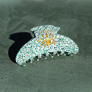 Kingston Design 'Eye Love' Hair Claw - Green Terazzo