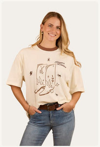 Ringers Western Cody Womens Oversized T-Shirt - Bone