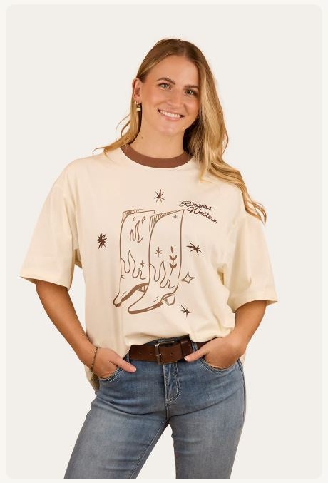Ringers Western Cody Womens Oversized T-Shirt - Bone