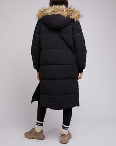 All About Eve Active Fur Longline Puffer - Black