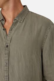 Industrie The Tennyson L/S Linen Shirt - OD Dark Forest
