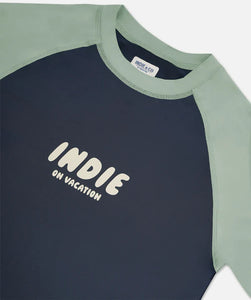 Indie Kids The All Day Contrast Rashie (3-7) - Midnight/Moss
