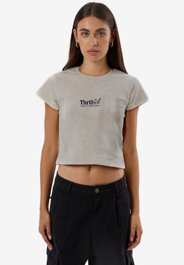 Thrills Workwear Embro Mini Tee - White Marle