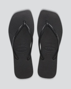 Havaianas Slim Square Solid Thongs - Black