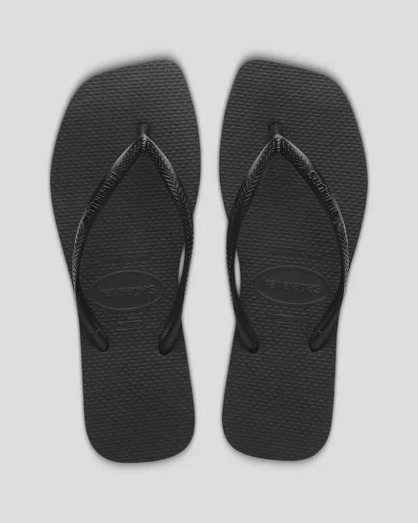 Havaianas Slim Square Solid Thongs - Black
