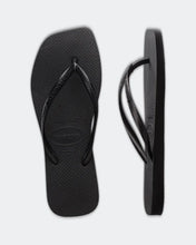 Load image into Gallery viewer, Havaianas Slim Square Solid Thongs - Black

