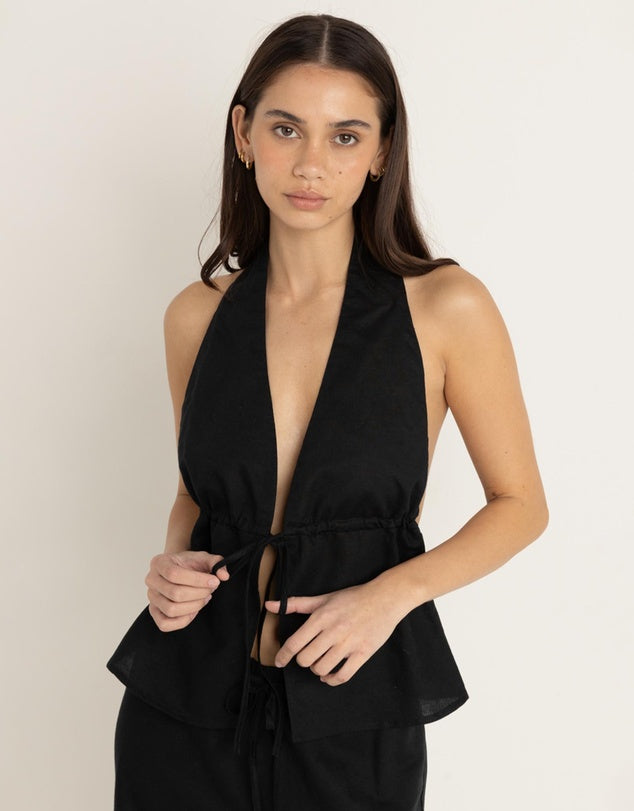 Rhythm Cove Halter Top - Black