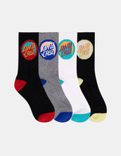 Load image into Gallery viewer, Santa Cruz Bold Shadow Crew Sock 4Pk (2-8) - Black/White/Grey
