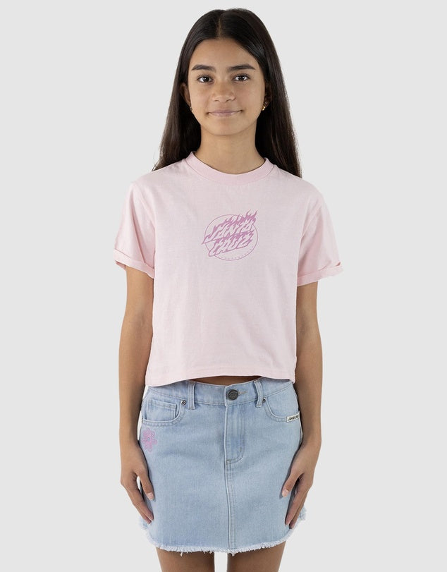 Santa Cruz Flame Dot Mono Crop Tee - Pink