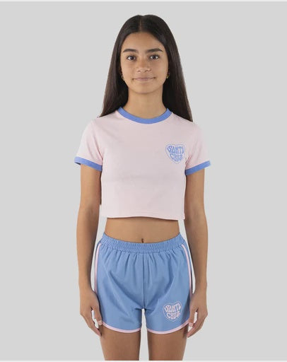 Santa Cruz Balloon Heart Chest Baby Tee - Pink/Blue