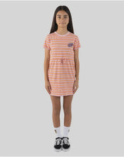 Load image into Gallery viewer, Santa Cruz Oval Mono Dot Short Sleeve Tee Dress - Orange Stripe
