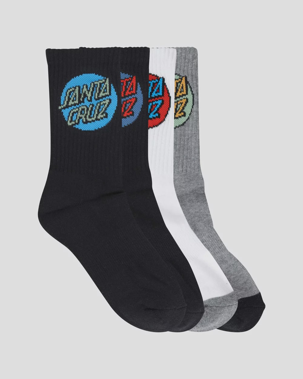 Santa Cruz Other Dot Crew Sock 4 Pack - Black/White/Grey Marle