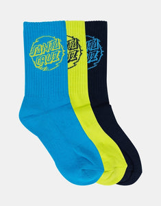 Santa Cruz Youth Vivid Dot Mono Crew Sock - Navy/Lime/Turquoise